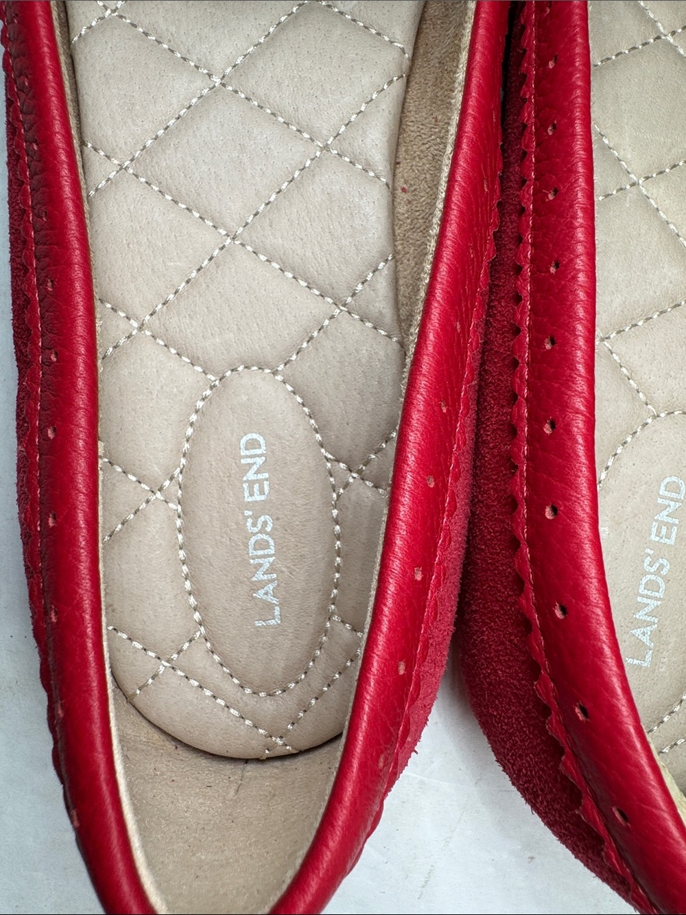 Lands' End Red Quilted-Insole Penny Loafers 11 suede comfort casual slip-on - Picture 5 of 9